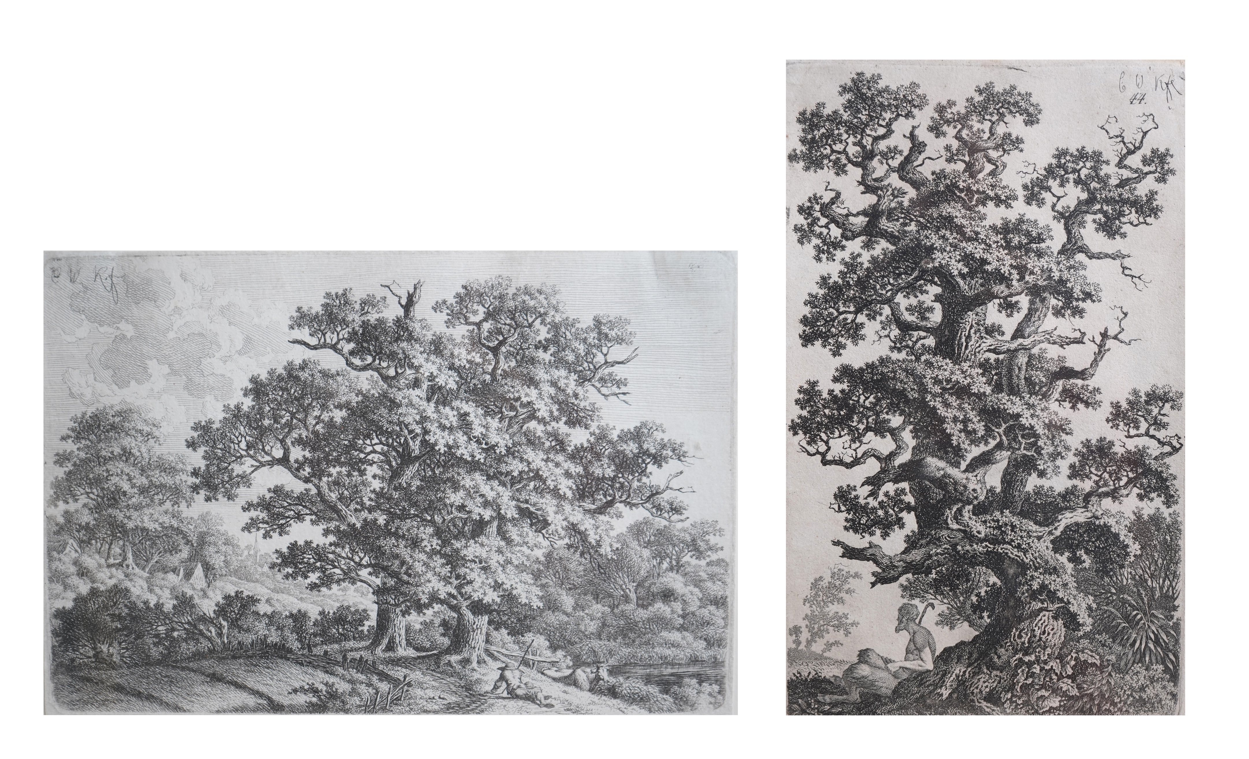 Carl Wilhelm Kolbe the Elder, German 1757-1835, 'Satyr Resting by a Tree' and one other